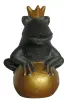 Product image 4 of the product “Frog Prince sitting on ball, approx. 30cm height, cast stone, hollow, handcrafted & coloured ”